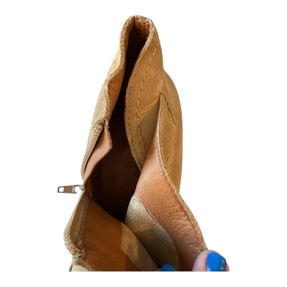 Lucky Brand Macawi Wedge Bootie Tan Leather Ankle Boots Coastal Cowgirl Boho - Picture 7 of 10